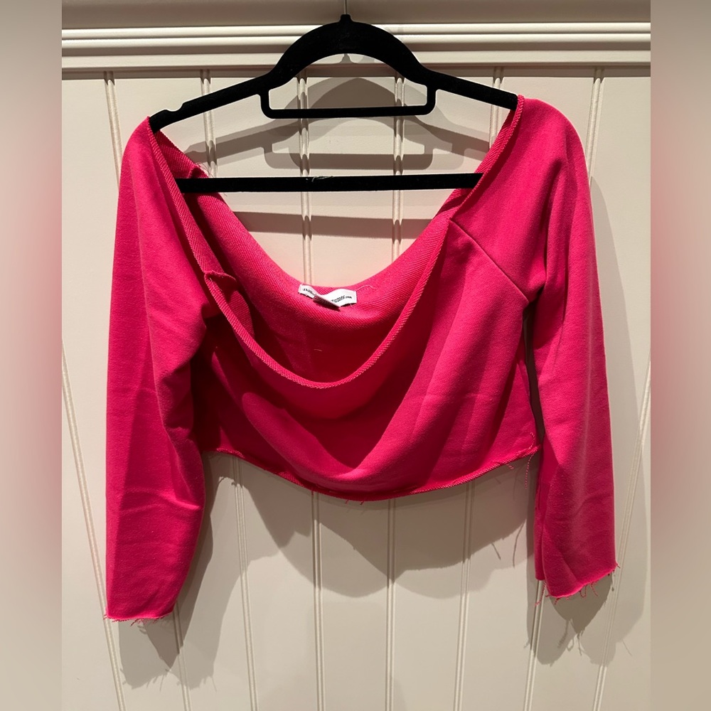 Small Adult Pink Long Sleeve Crop Top Dance Costume